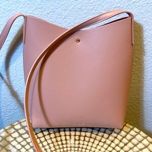 New Samara Fab Fit Fun vegan crossbody small tote handbag rose pink, gold accent